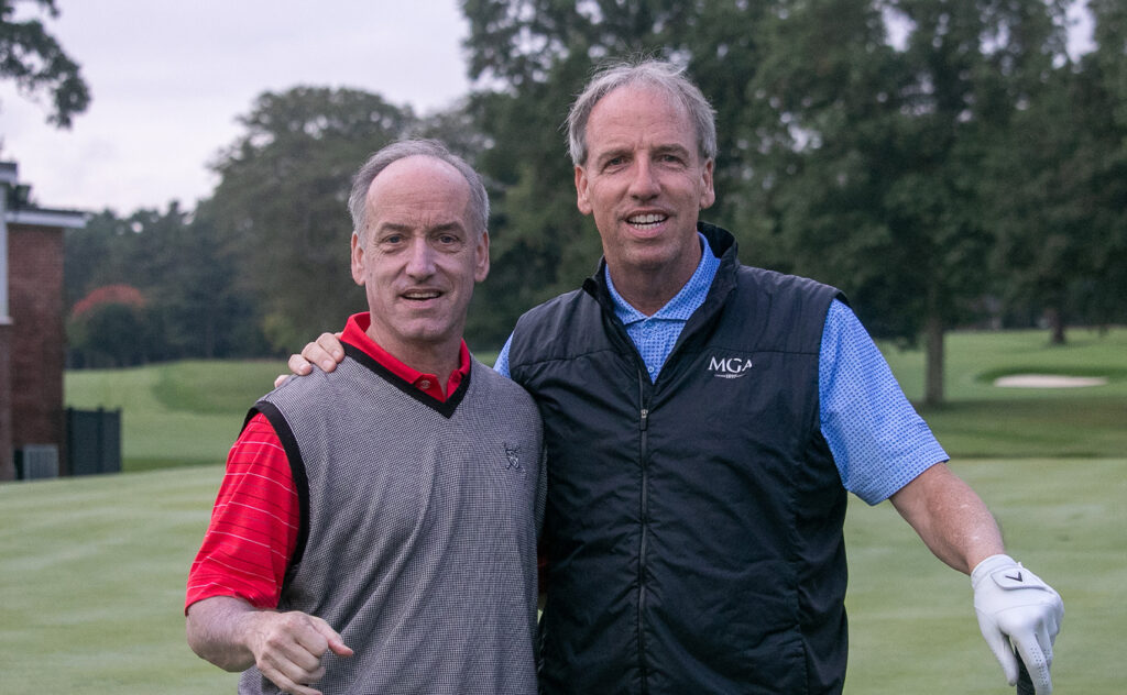 Paul and Michael Sullivan pose at the 2024 LICSF Golf Marathon at Brookville Country Club.